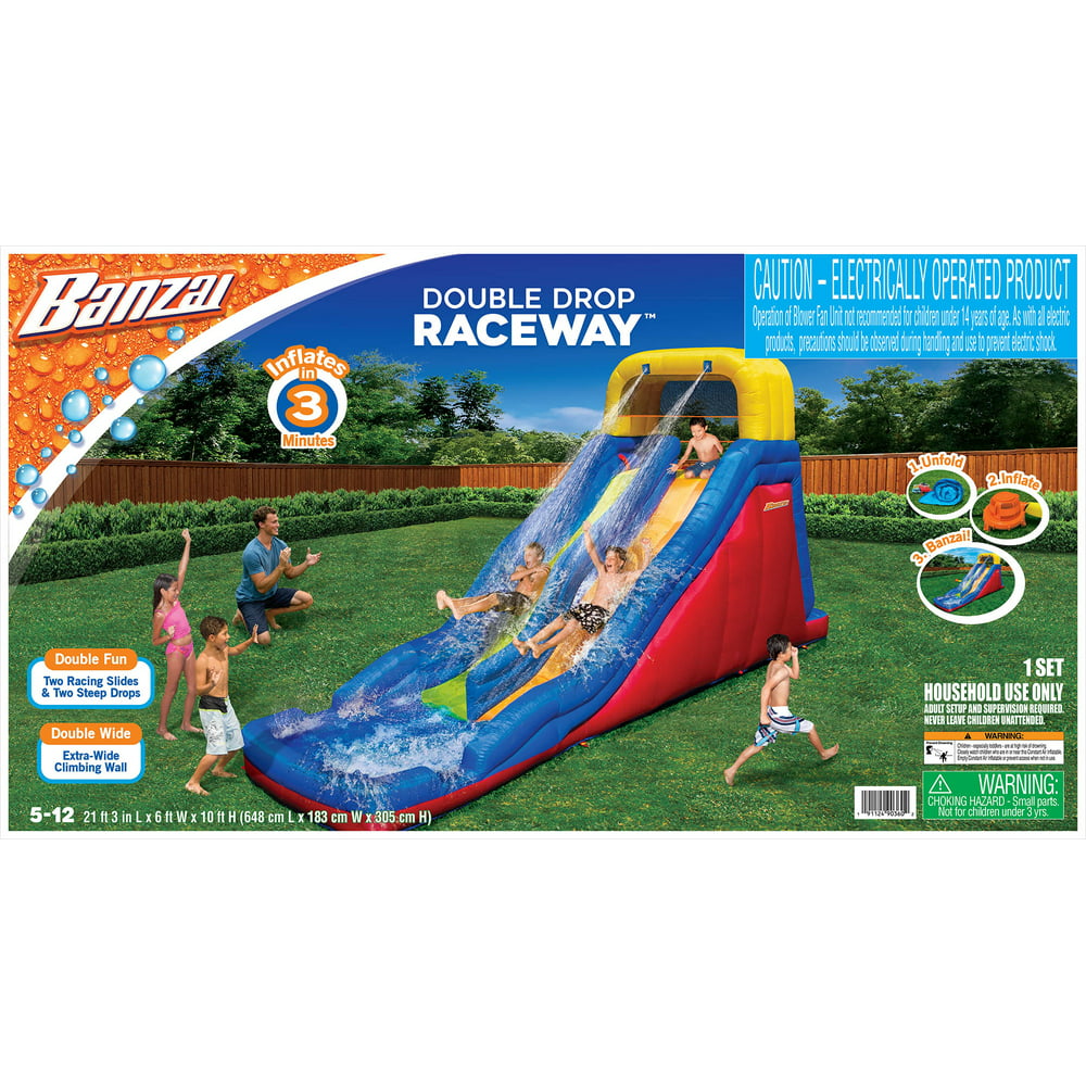 Banzai Double Drop Raceway Large Inflatable Water Park Play Center
