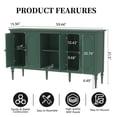 thumbnail image 4 of HLR 59" Mid Century Modern Storage Cabinet with Shelf, Vintage Large Sideboard Buffet Cabinet with 4 Doors, Green, 4 of 7