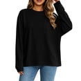 thumbnail image 5 of Chbgutlmr Womens Tops Long Sleeve Crew Neck Oversized T-Shirts with Pocket Casual Loose Fall Solid Color Basic Tops, 5 of 9