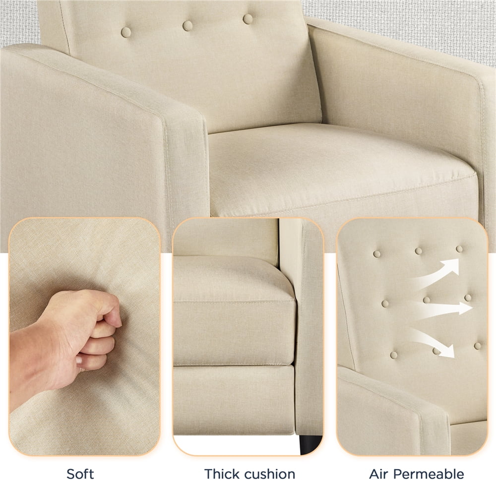 Alden Design Modern Tufted Fabric Push Back Recliner with Pocket Spring, Beige