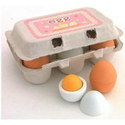 DecentGadget 6 Wooden Play Eggs in Carton Pretend Play Pre-school Educational Toy Kitchen Food Toy by DecentGadget