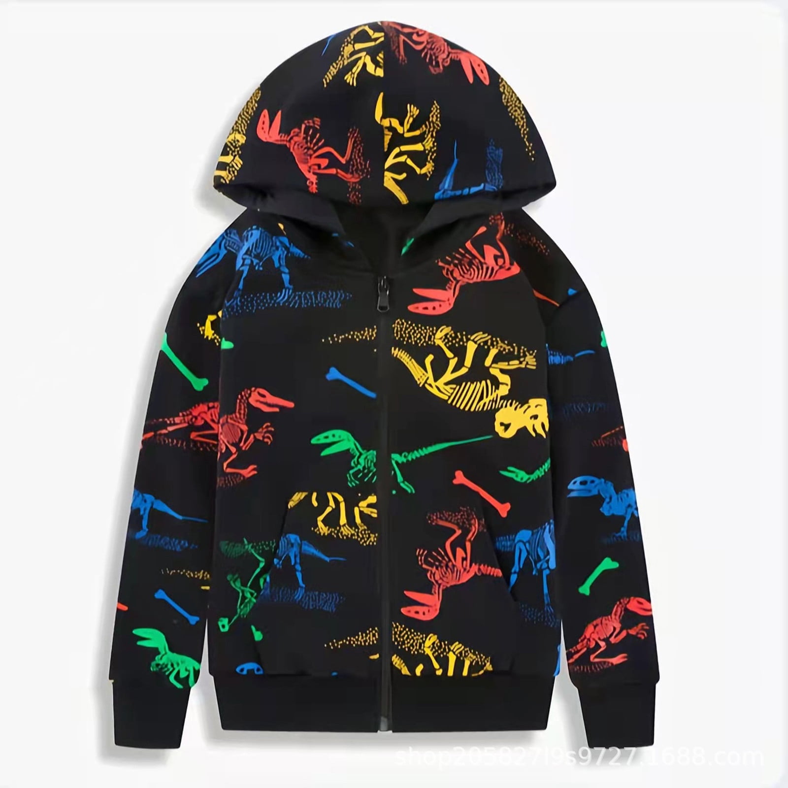 Boys Dinosaur Hoodies Zip Up Jacket Pullover Hooded Sweatshirt for Kids