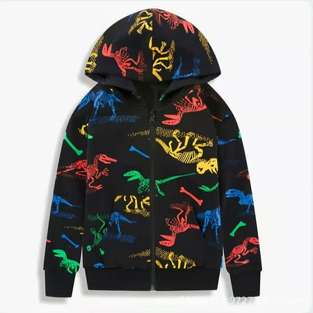 

CHAOLEI Kids Dinosaur Hoodies For Boys Girls Pullover Hooded Toddler Sweatshirt -Black 7-8 Years