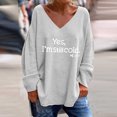 thumbnail image 2 of WREESH Womens Fashion T-Shirts Casual V Neck Print Pullover Loose Fit Long Sleeve Tops Casual Tops Blouse T-Shirt Gray, 2 of 4