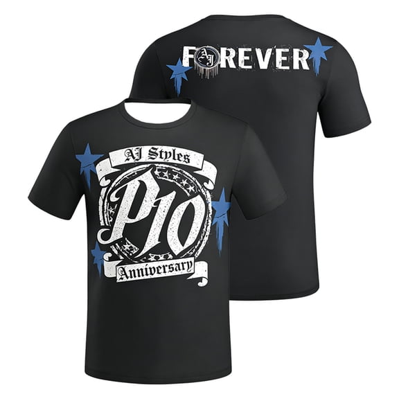 AJ Styles Anniversary T-shirt Crewneck Short Sleeve Black Tee Women Men Streetwear Tops