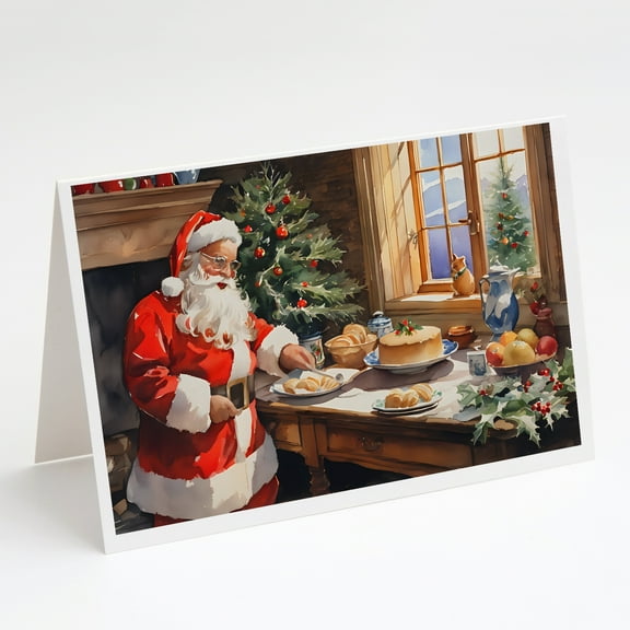 Cookies with Santa Claus Greeting Cards Pack of 8 7 in x 5 in