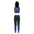 thumbnail image 3 of iixpin Modern Hiphop Street Dance Sweatsuits Mesh Hoodie Crop Top with Sweatpants Summer High Street Outfit Blue 6, 3 of 5