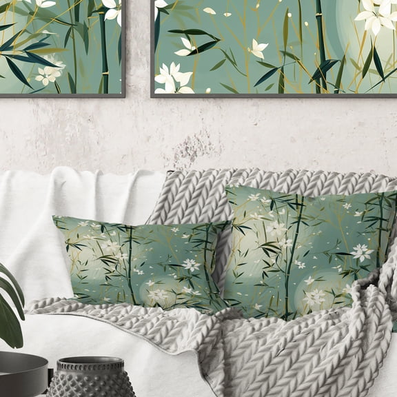Designart "Zen Bamboo Retreat II" Oriental Printed Throw Pillow