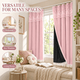 thumbnail image 7 of No-Drill Adhesive Blackout Curtains, Lace Double Layer Thermal Insulated Light-Filtering Drapes, Room Darkening Reusable for Bedroom Bay Window Living Room, Pink, 7 of 7
