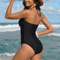 thumbnail image 5 of SOMER Women Sexy Cutout One Piece Swimsuits Tummy Control High Waisted Halter Front Tie Knot Bathing Suit, 5 of 8