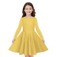 thumbnail image 4 of Dresses for Teens Long Sleeve Size 4-14 Toddlers Girls Casual Solid Color Crewneck Pleated A-Line Going Out Hiking Fall Midi Dress, 4 of 8