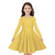thumbnail image 1 of Odeerbi Niñas Manga Larga A-Vestido de Manga Larga Para Niñas Vestido Acampanado de Primavera Vestido Elástico de Colores Sólidos Vestido de Patinadora Twirly Vestido de Recital Escolar, 1 of 9