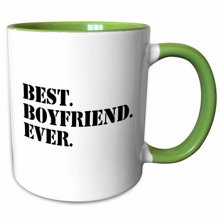 3dRose Best Boyfriend Ever - fun romantic love and dating gifts for him - for anniversary or Valentines day - Two Tone Green Mug,