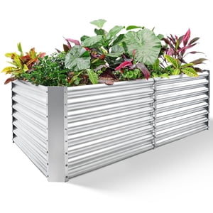 Land Guard 8x4x2 Ft Raised Garden Bed, Galvanized