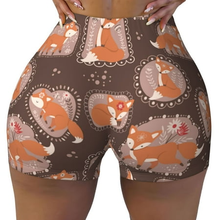 Workout Shorts Women  Beautiful Fox Biker Shorts for Women Running Gym Spandex Shorts Tummy Control
