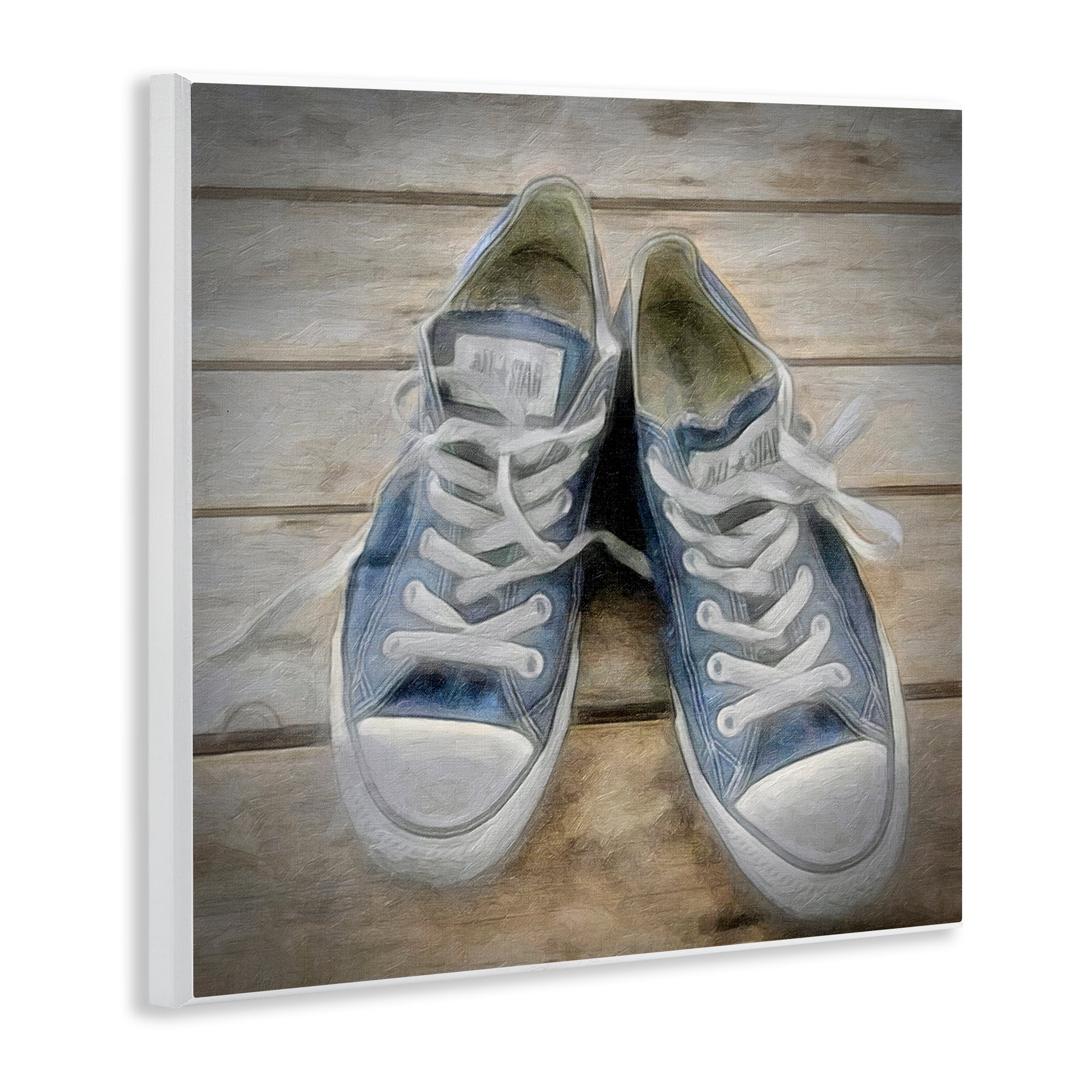 Stupell Industries Denim Blue Classic Sneakers Fashion Painting Unframed Art Print Wall Art, 12 x 12
