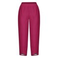 thumbnail image 4 of Diufon Summer Womens Capris Pants Plus Size Linen Pants with Pockets Solid Color Wide Leg Pants, 4 of 5