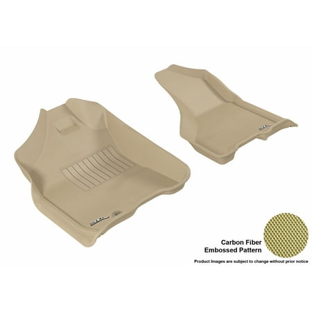 3D MAXpider 2009-2012 Dodge Ram 1500 Crew Cab Front Row All Weather Floor Liners in Tan with Carbon Fiber