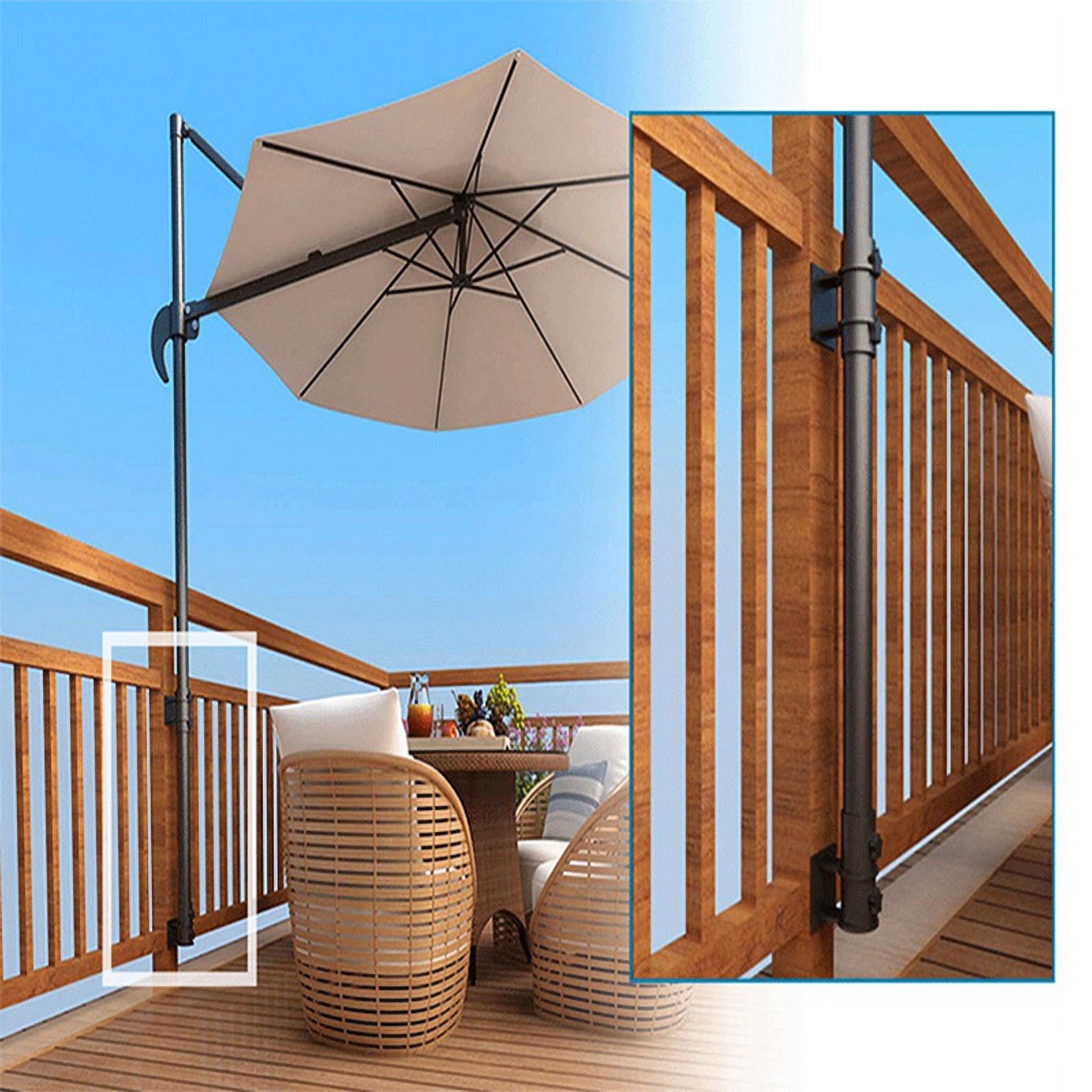 Umbrella Stand Umbrella Clamp Mount Bracket for Deck Railing, 2Pcs