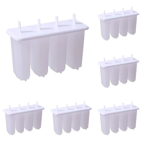 Bac à Glaçons Réutilisable avec Couvercle, Machine à Glaçons à 4 Cavités pour Fait Maison / Lave-Vaisselle et Empilable / Yogourt Bricolage (Blanc)