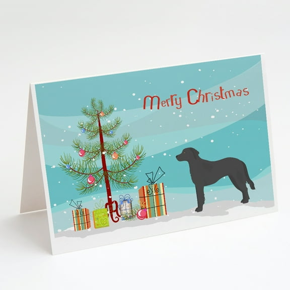 Black Goldador Christmas Tree Greeting Cards and Envelopes Pack of 8