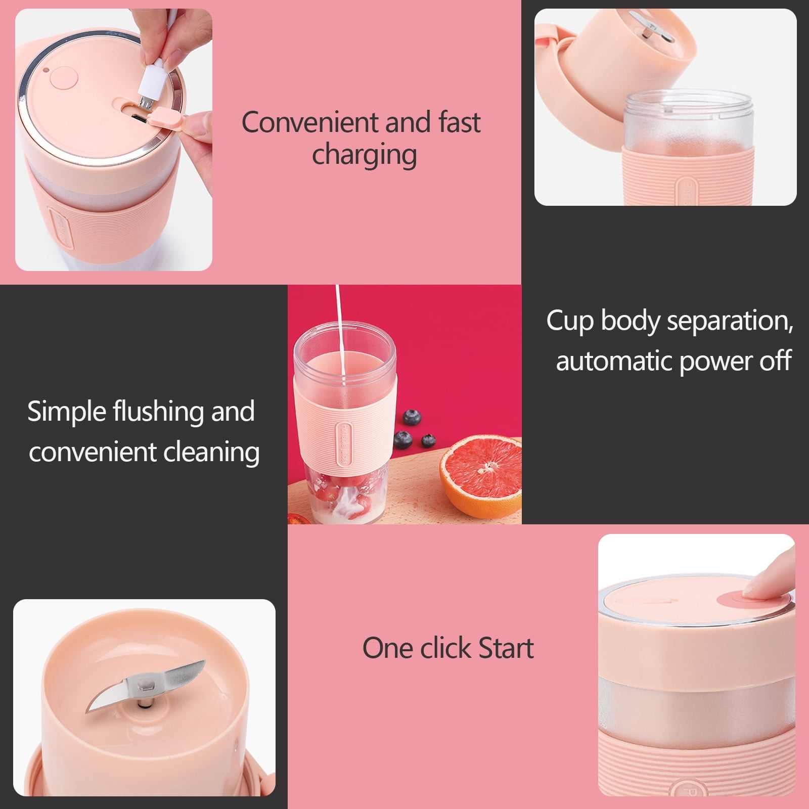 Wovilon Portable Blender, One-Handed Drinking Mini Blender For Shakes And Smoothies, Personal Blender With Rechargeable Usb, Made With Bpa-Free Material Juicer