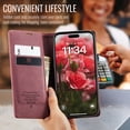 thumbnail image 5 of Allytechgroup for Apple iPhone 16 Case Slim Wallet Cover with Card Slots Holder/Cash Pocket [Magnetic Closure] PU Leather & TPU Flip Folio Kickstand Shockproof Stand Shockproof Retro Shell, Winered, 5 of 12