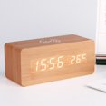 thumbnail image 3 of Reloj despertador digital LED Perfecl de control de Sonidos moderno madera, 3 of 6