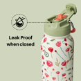 thumbnail image 3 of BOTTLE BOTTLE 32oz Insulated Water Bottle Stainless Steel Sport Water Bottle with Straw Dual-use Lid Design for Gym with Pill Box（rose red）, 3 of 7
