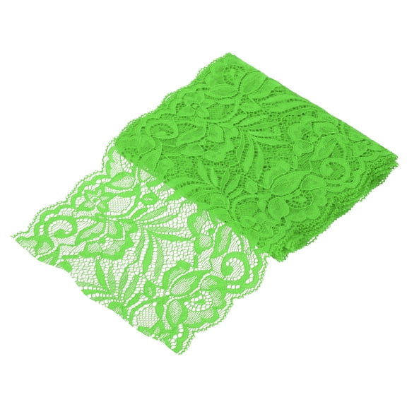 Uxcell 6" Wide 3 Yard Elastic Lace Ribbon Green Floral Pattern Lace Trim