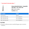 thumbnail image 2 of Exhaust Manifold Gasket - Compatible with 2005 - 2011 Volvo V50 2006 2007 2008 2009 2010, 2 of 2