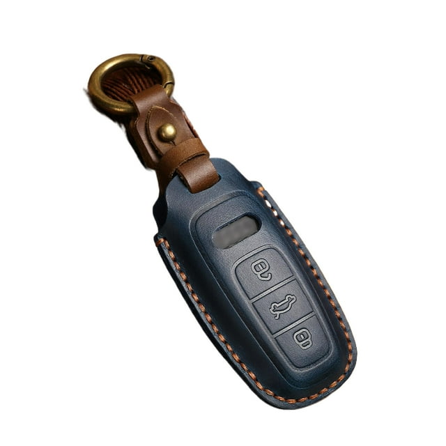 Wisewang Car Fits Retro Style Key Cover Case Leather Case Keyring Keychain For Cowhide Key Cover Holder Protector Stylish blue