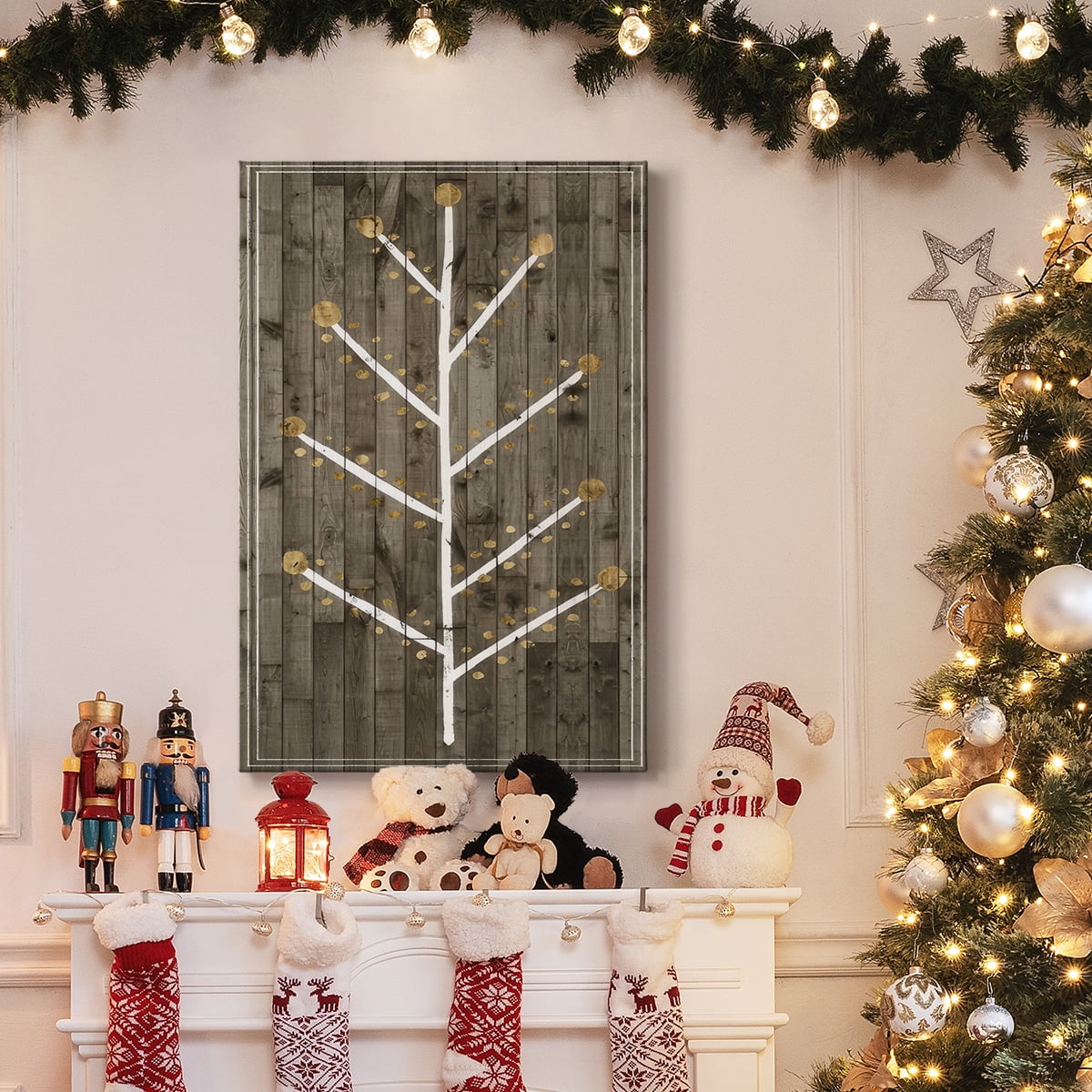 Wooded White Christmas Collection B- Gallery Wrapped Canvas