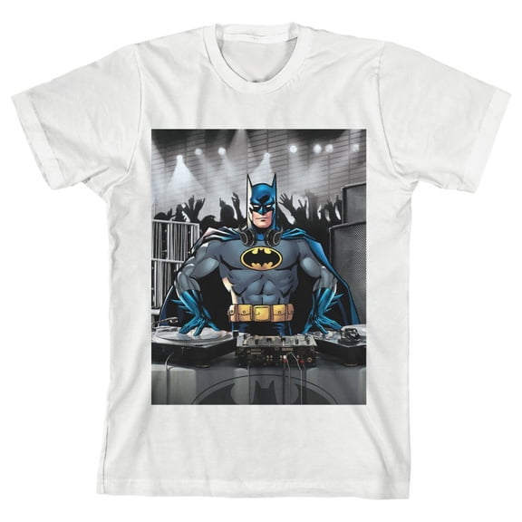 Batman as a DJ Youth White Graphic Tee-Medium