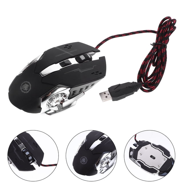 FENGGUIQU Ratón Para Laptop Con Dpi Variable Y Ambidiestro Con LED Color Negro