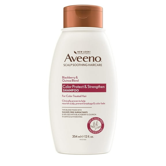 Aveeno Blackberry Quinoa Protein Blend: Ultimate Color-Treated Hair Protection & Nourishment - Sulfate-Free, Strengthening & Moisturizing Shampoo - Paraben & Dye-Free - 12 Fl Oz