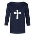 thumbnail image 5 of Yievot 3/4 Length Sleeve Womens Easter Shirts Graphic Printed Tee Loose Crew Neck Womens Tops, 5 of 5