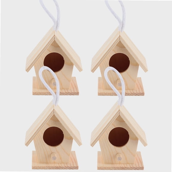 Bird Houses for Outside,4Pcs Outdoor Wooden Bird House Hanging Bird Resting Nests Box Garden Decoration Ornament