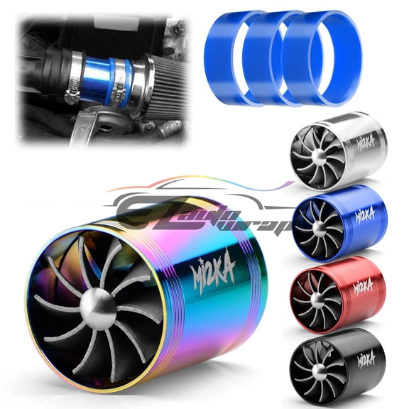 Mi2KA Turbine Air Intake Fuel Gas Saver Double Fan System Turbo 2.5"-3.0" Silver