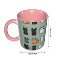 thumbnail image 3 of Cute Cat Doodle Coffee Mug Fun Custom Ceramic Mugs 11oz Pink, 3 of 5