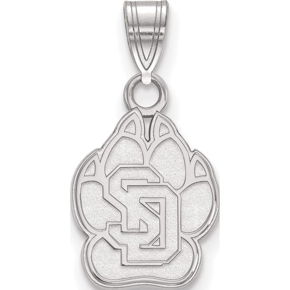 Sterling Silver S. Rh-Plated Logoart University Of South Dakota Small Pendant (18 X 10) Made In United States ss001usd
