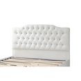 thumbnail image 3 of Full Size Bed, Tufted Curved, White Faux Leather Upholstered Pine Wood, 3 of 6