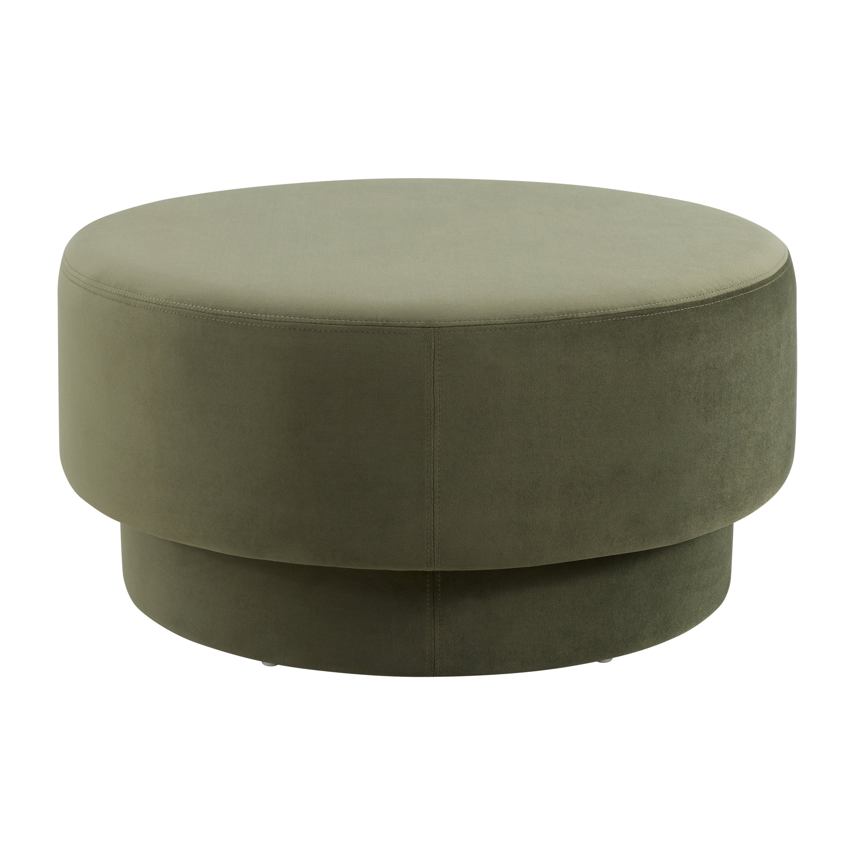 Euroco 33" Round Ottoman Coffee Table, Modern Faux Leather Upholstered Footrest for Living Room,Green