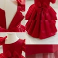 thumbnail image 4 of Miluxas Flower Girl Dresses for Wedding Beads Vintage Pageant Dress Communion Gown with Bow Knot Red 2 Years, 4 of 5