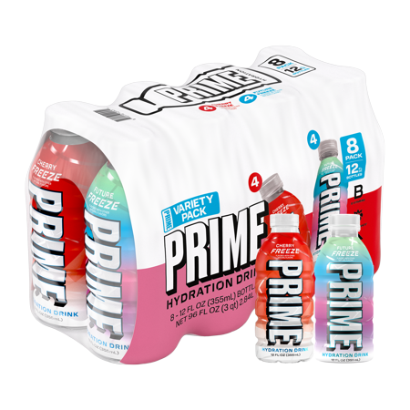 Prime Hydration Sports Drink, Duo Pack, Cherry Freeze, Future Freeze, 12 fl oz, Bottles