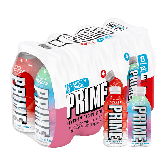 Prime Hydration Sports Drink, Duo Pack, Cherry Freeze, Future Freeze, 12 fl oz, Bottles