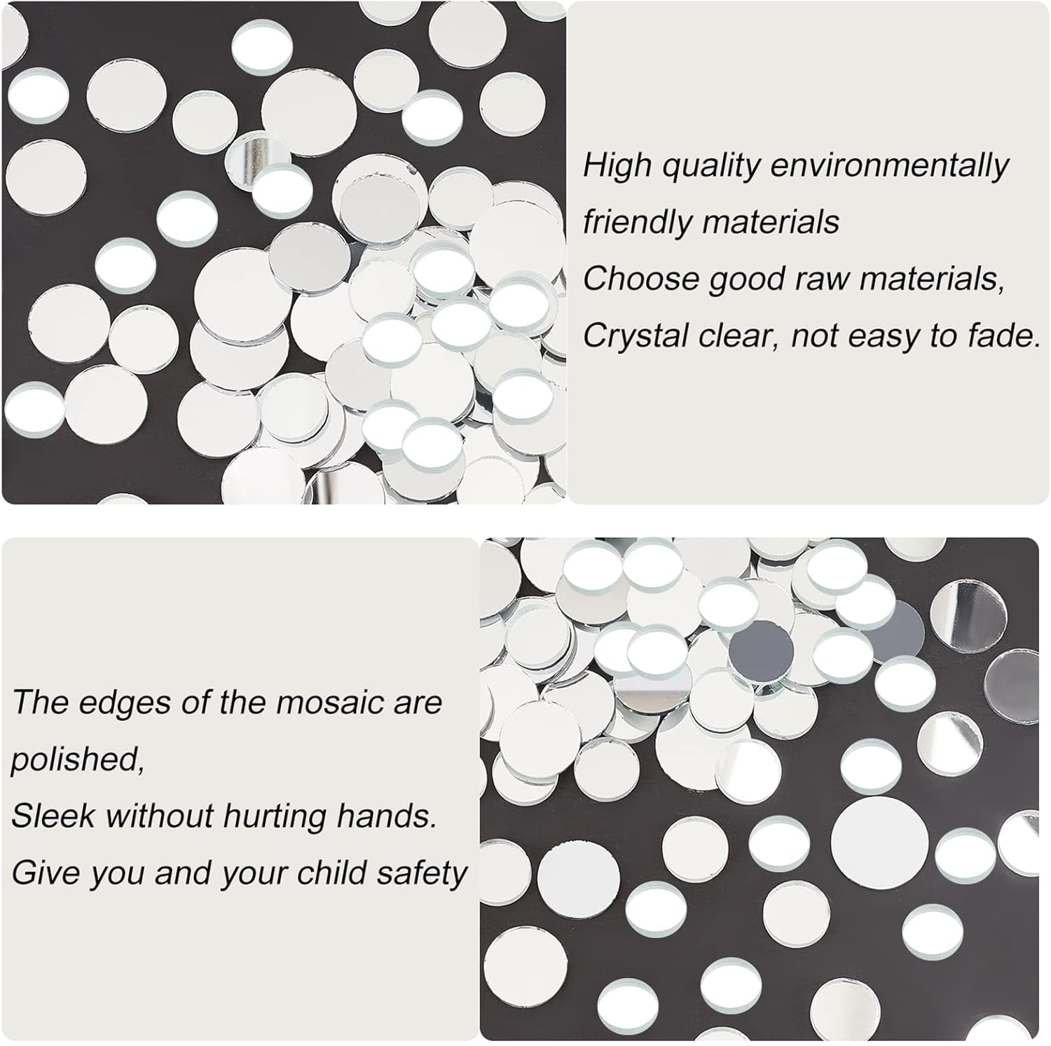 120pcs Round Mirror Glass Mosaic Tiles Small Mirror Round Craft Mirror Tiles for Home Decoration Crafts Jewelry Making Arts Crafts Projects 4 Sizes Clear