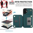 thumbnail image 6 of Allytechgroup Case for iPhone 16 Plus with Credit Card Slot, Built-in Shoulder Strap Stand PU Leather Wallet RFID Blocking Phone Case Shockproof Protective for iPhone 16 Plus, Green, 6 of 8