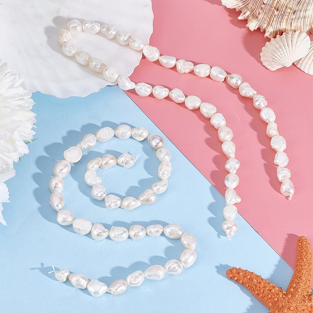 68Pcs Natural Cultured Freshwater Pearl Bead Strand Loose Bead Bulk Irregular Pearl Beads Seashell Color for DIY Bracelets Earring Necklace Jewelry Making CraftHole:0.8mm Brown