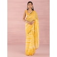 thumbnail image 5 of Yellow Striped Printed Mirror Work Leheriya Saree - 27878746, 5 of 7